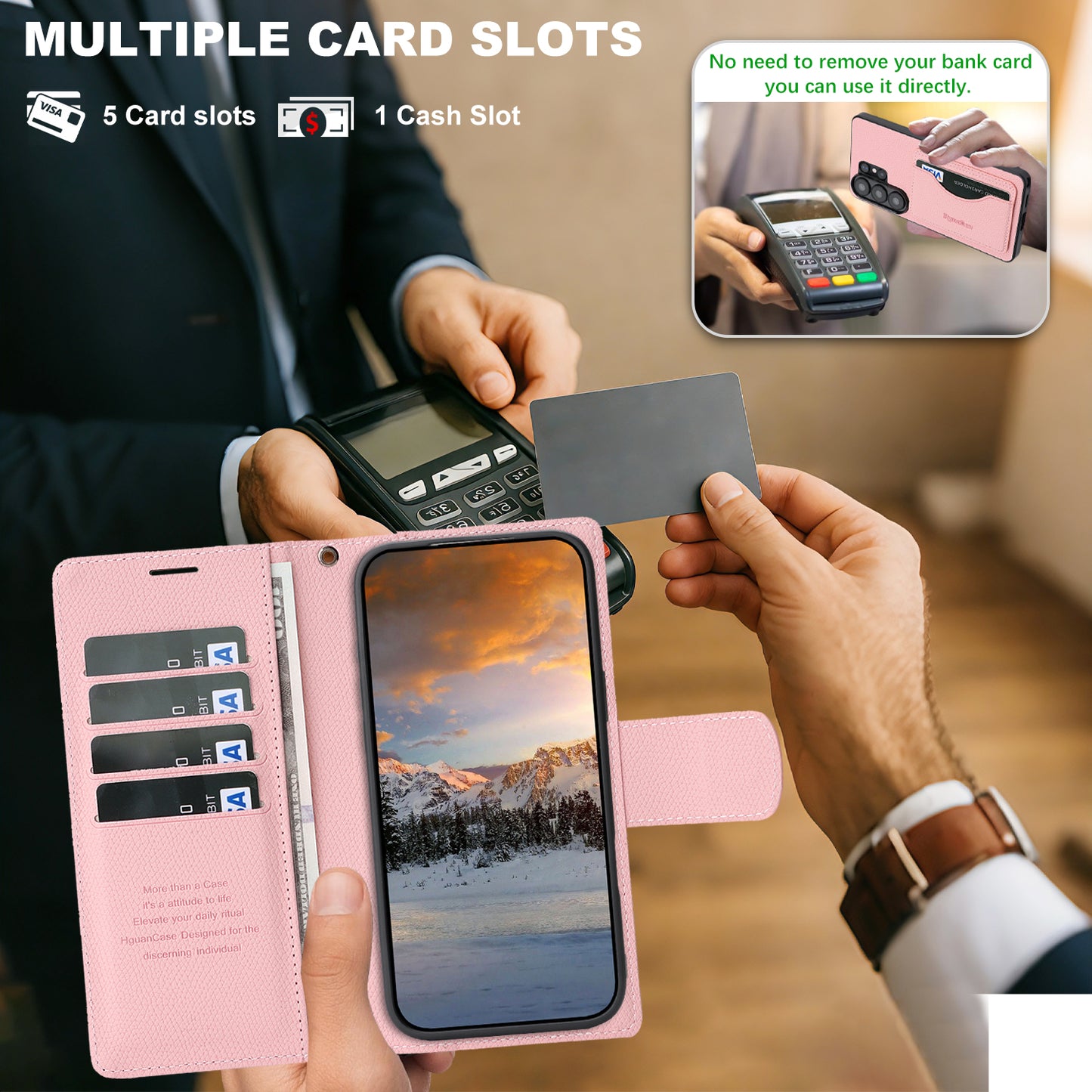 For Samsung Galaxy S26 Ultra HGUANCASE Case Wallet Stand Detachable Vintage Leather Phone Cover with Wrist Strap