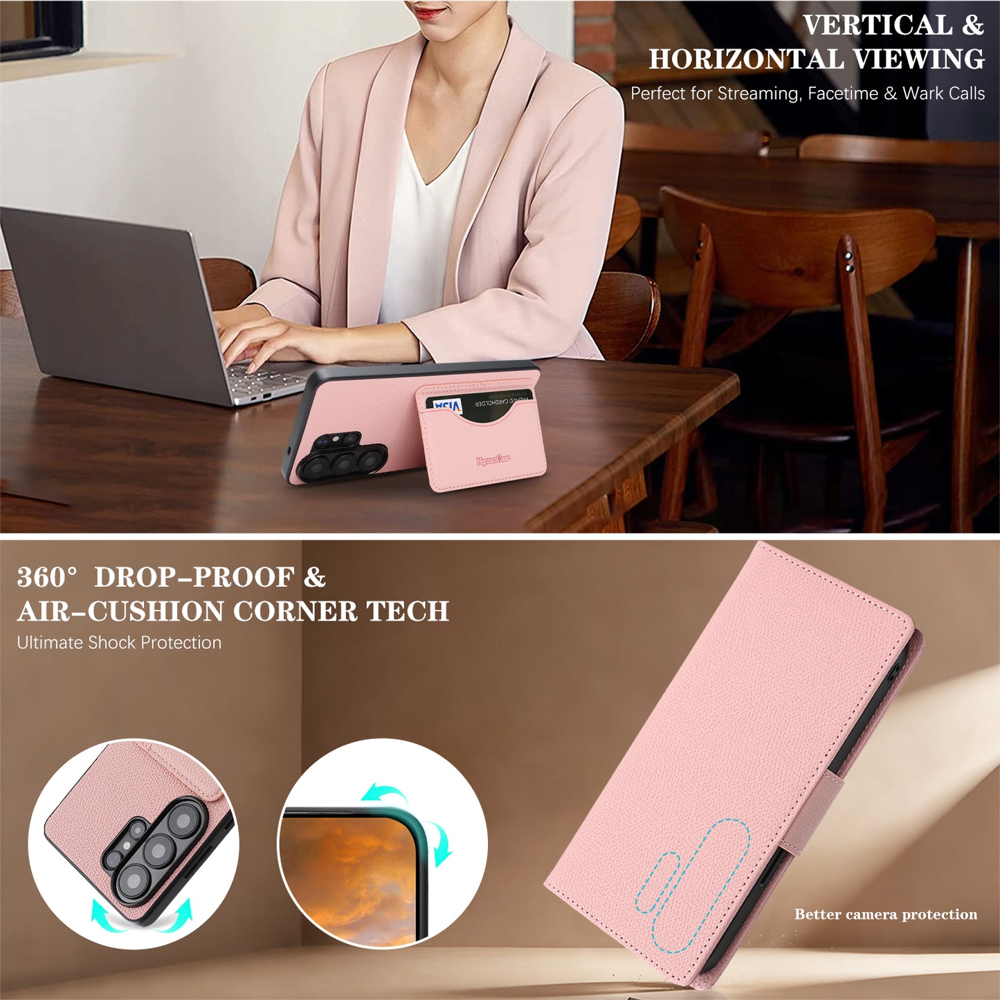 For Samsung Galaxy S26 Ultra HGUANCASE Case Wallet Stand Detachable Vintage Leather Phone Cover with Wrist Strap