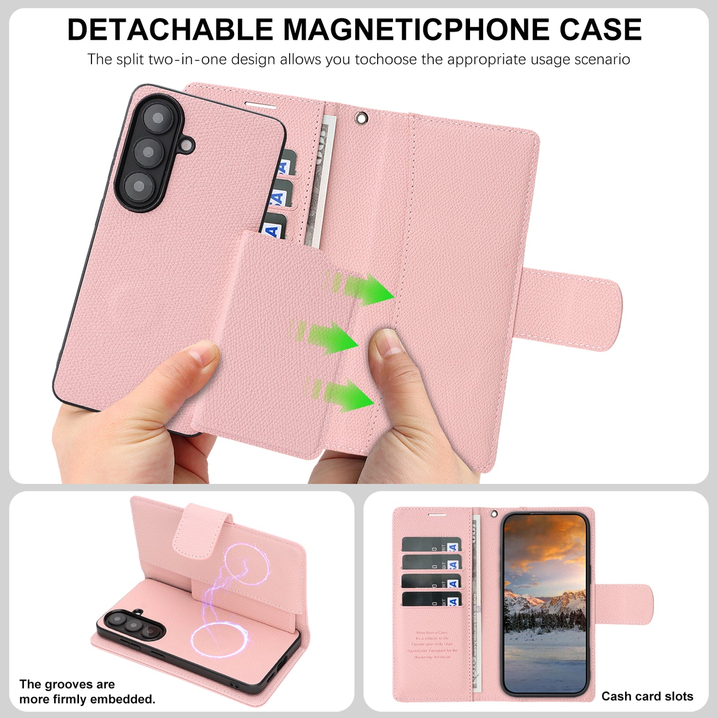 For Samsung Galaxy S26 HGUANCASE Case Wallet Stand Detachable Vintage Leather Phone Cover with Wrist Strap