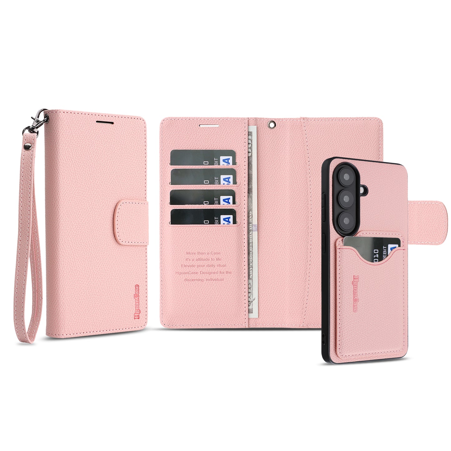 For Samsung Galaxy S26 HGUANCASE Case Wallet Stand Detachable Vintage Leather Phone Cover with Wrist Strap