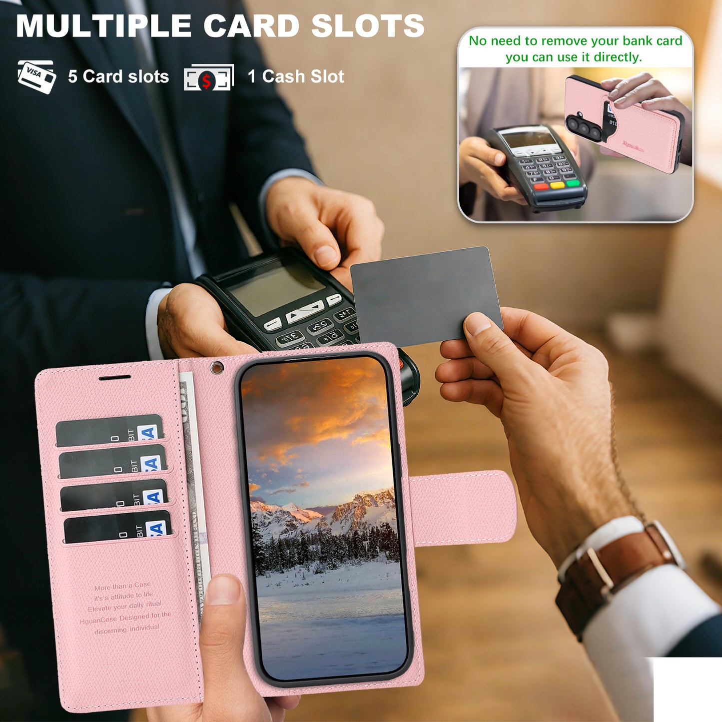 For Samsung Galaxy S26 HGUANCASE Case Wallet Stand Detachable Vintage Leather Phone Cover with Wrist Strap