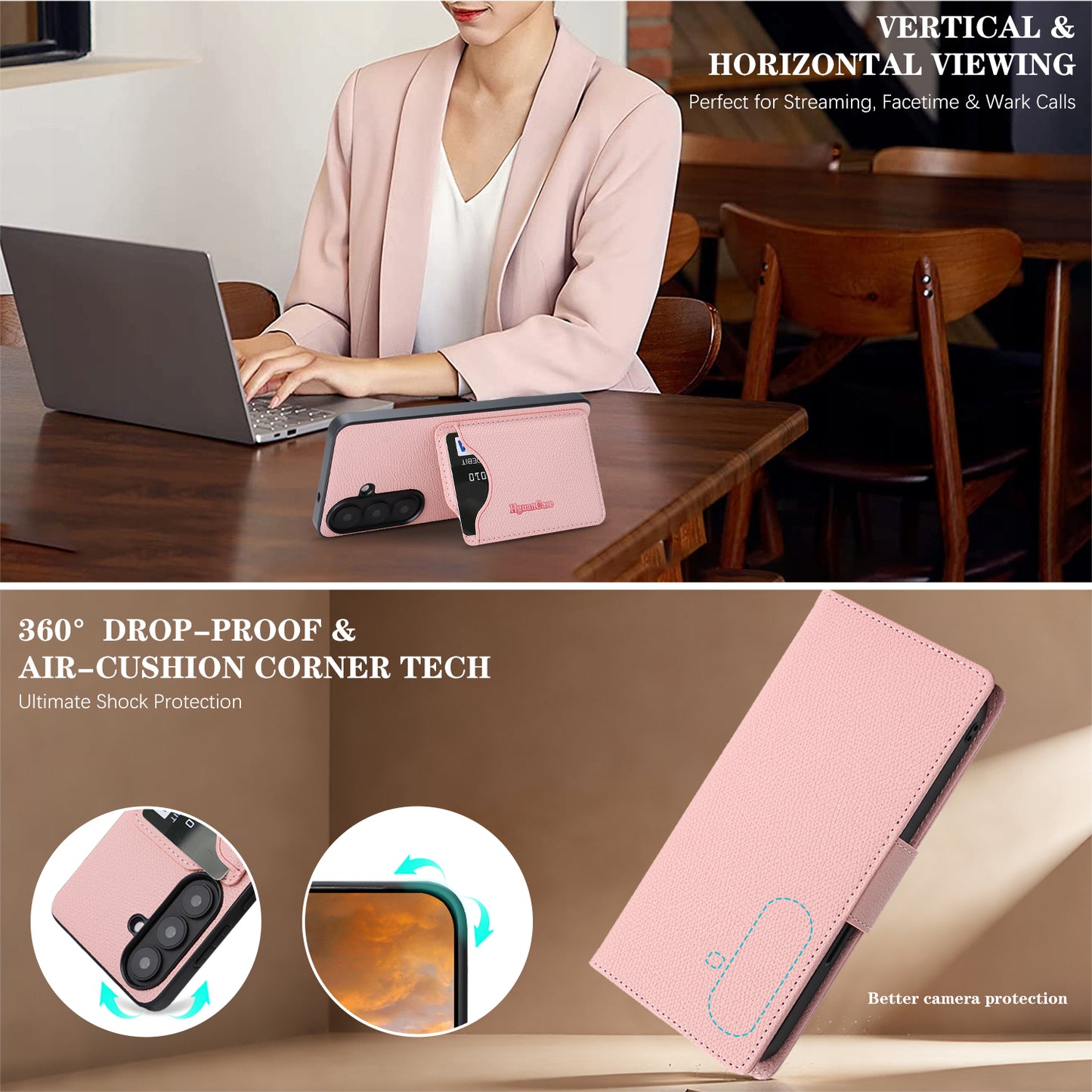 For Samsung Galaxy S26 HGUANCASE Case Wallet Stand Detachable Vintage Leather Phone Cover with Wrist Strap