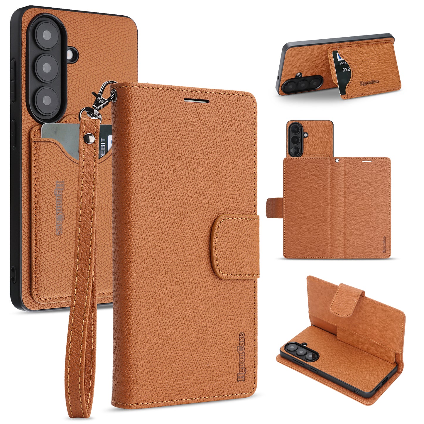 For Samsung Galaxy S26 HGUANCASE Case Wallet Stand Detachable Vintage Leather Phone Cover with Wrist Strap