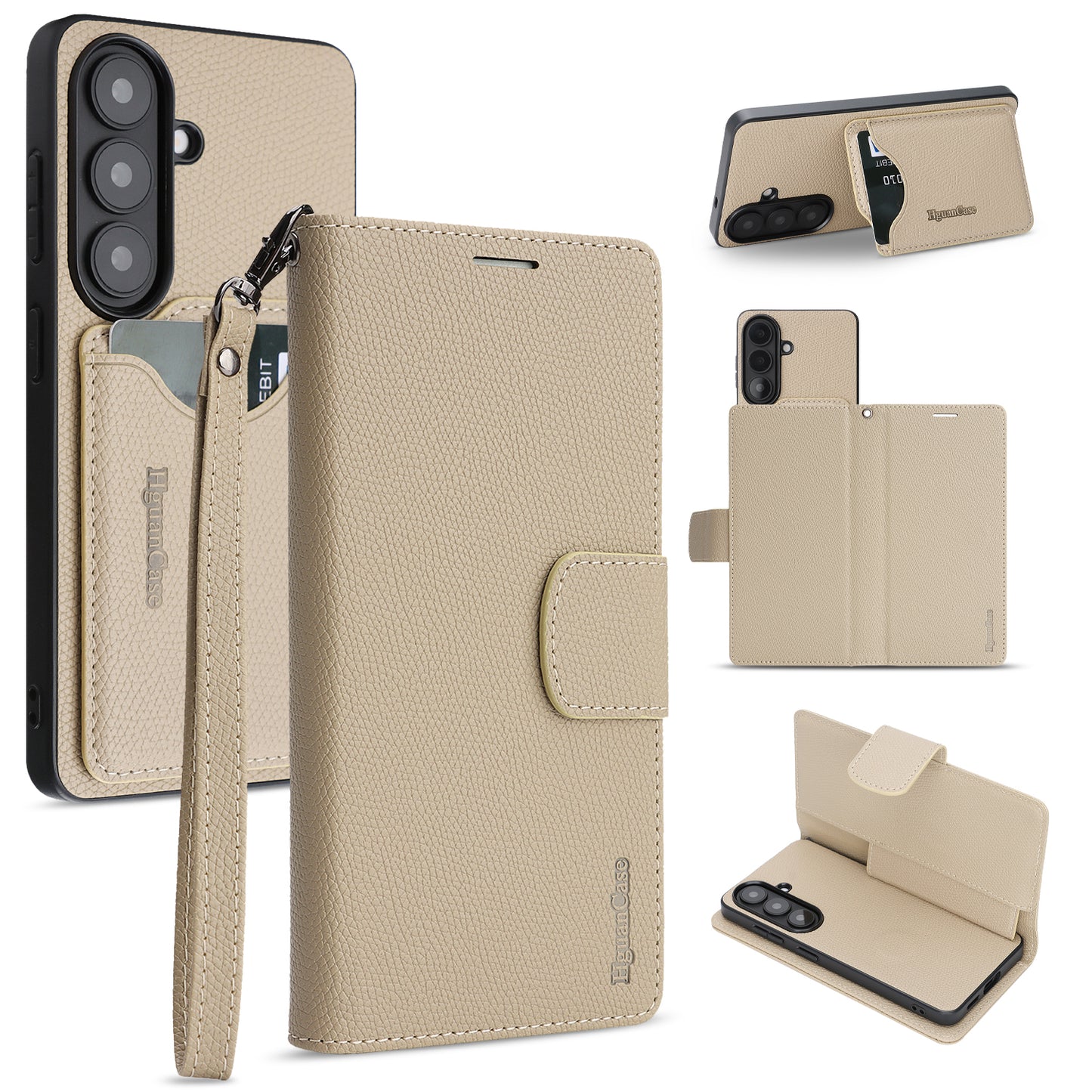 For Samsung Galaxy S26 HGUANCASE Case Wallet Stand Detachable Vintage Leather Phone Cover with Wrist Strap