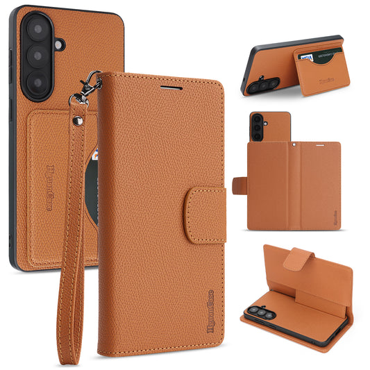 Galaxy S26+ Wallet-Handyhülle – HGUANCASE Standfunktion Abnehmbare Vintage-Leder- mit Handschlaufe