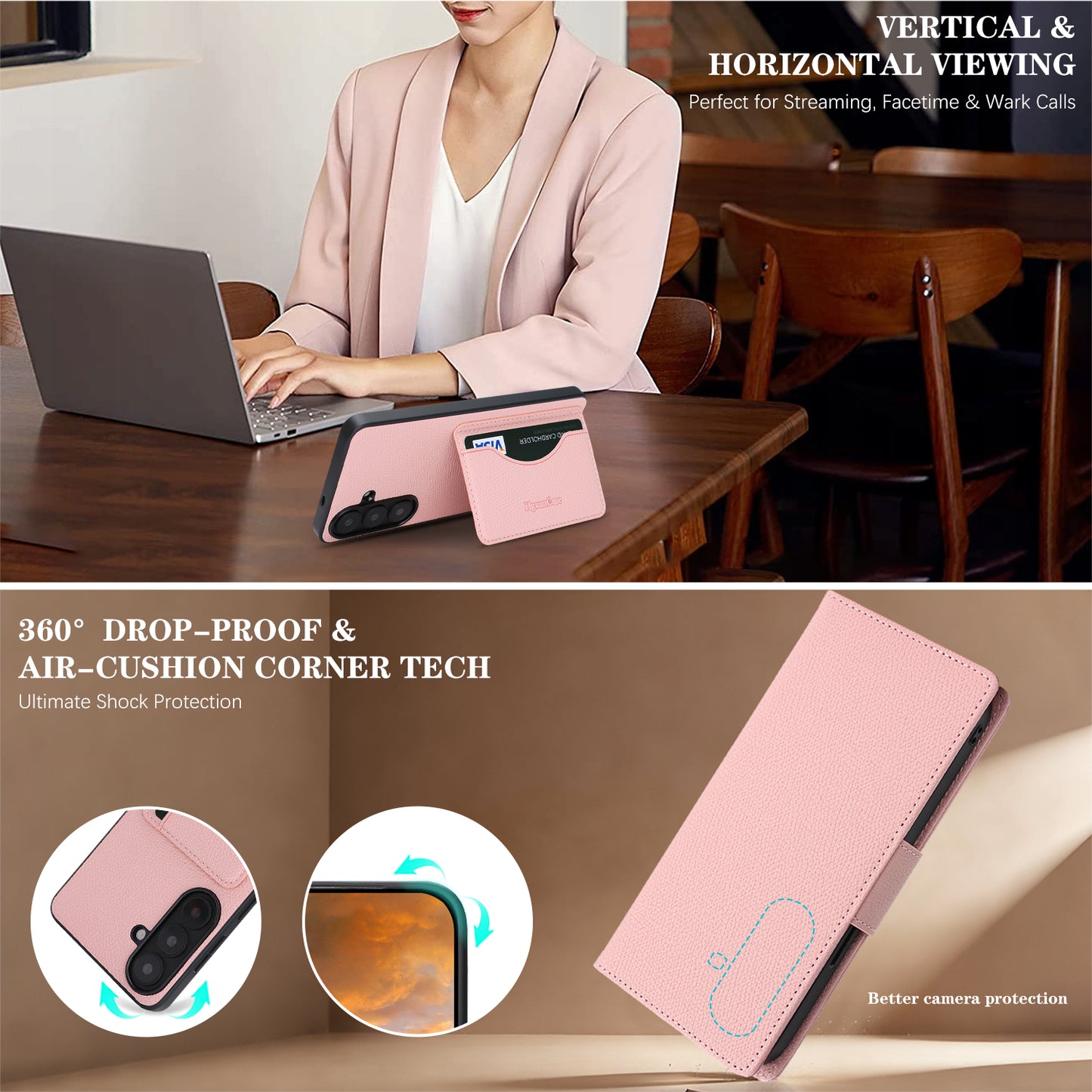For Samsung Galaxy A57 5G HGUANCASE Case Wallet Stand Detachable Vintage Leather Phone Cover with Wrist Strap