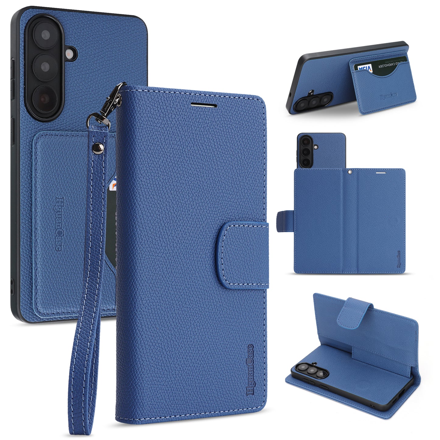 For Samsung Galaxy A57 5G HGUANCASE Case Wallet Stand Detachable Vintage Leather Phone Cover with Wrist Strap