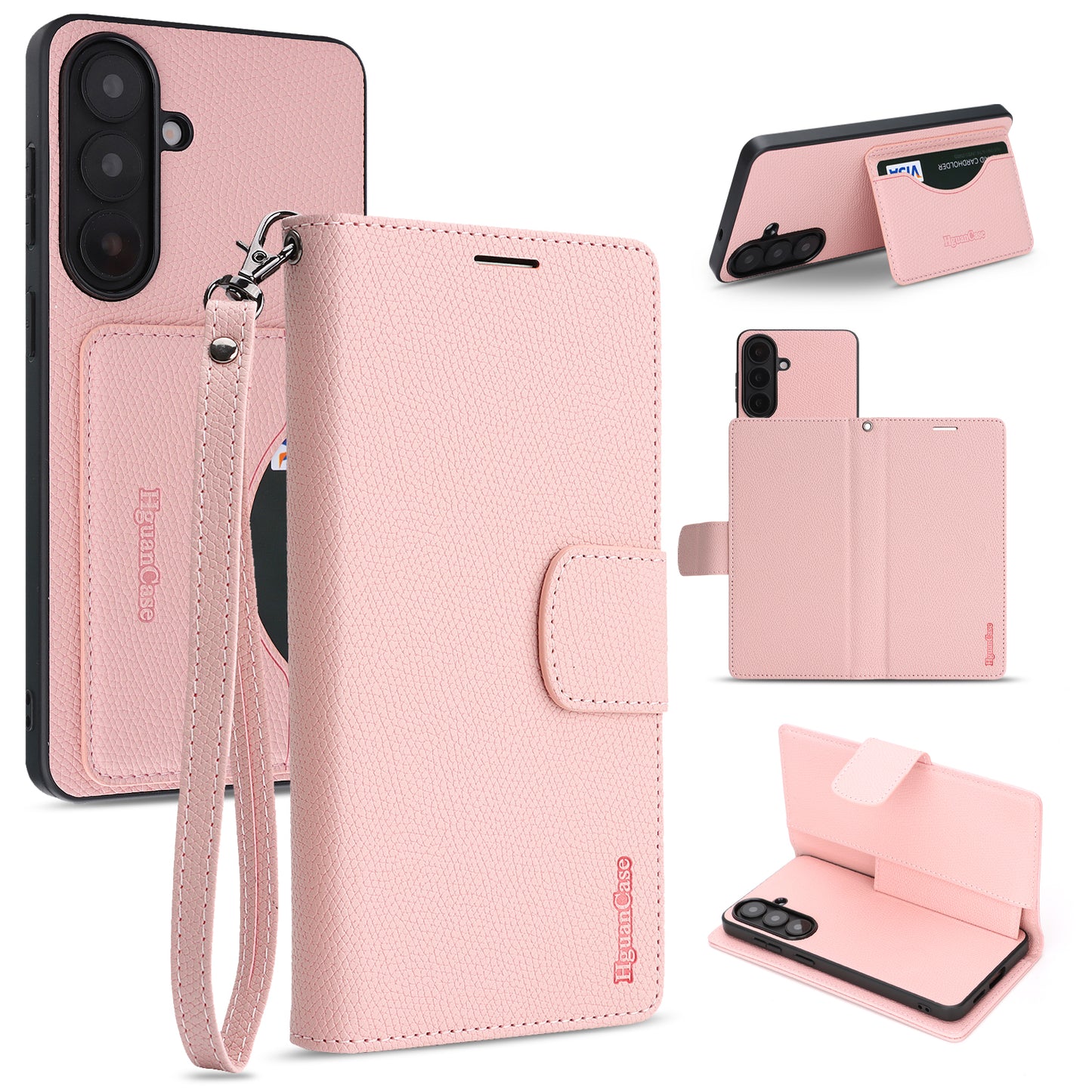 For Samsung Galaxy A37 5G HGUANCASE Case Wallet Stand Detachable Vintage Leather Phone Cover with Wrist Strap