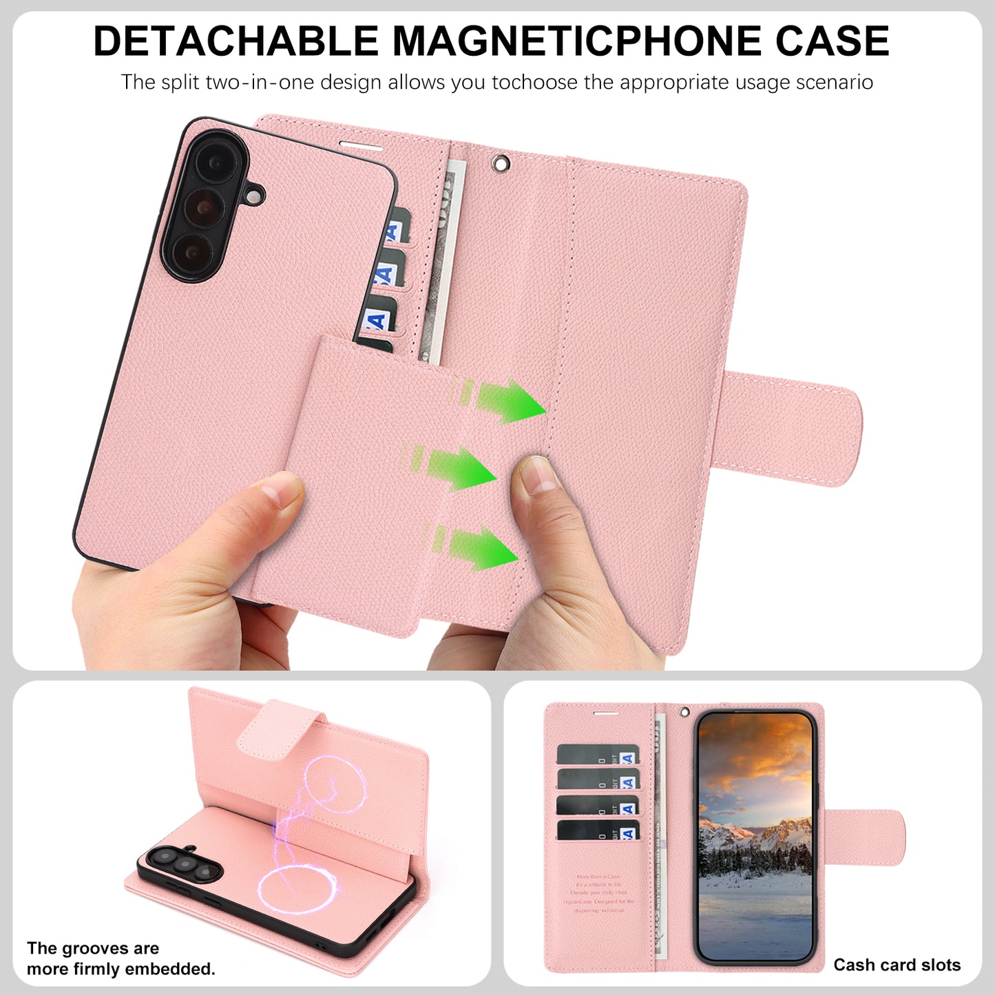 For Samsung Galaxy A37 5G HGUANCASE Case Wallet Stand Detachable Vintage Leather Phone Cover with Wrist Strap