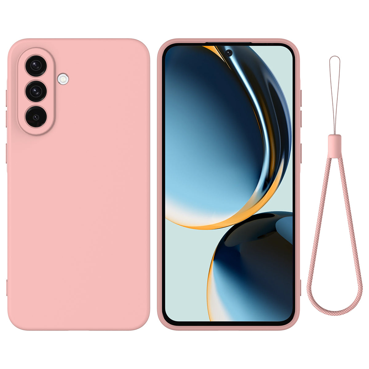 For Samsung Galaxy A27 5G Liquid Silicone Case Phone Back Cover with Hand Strap