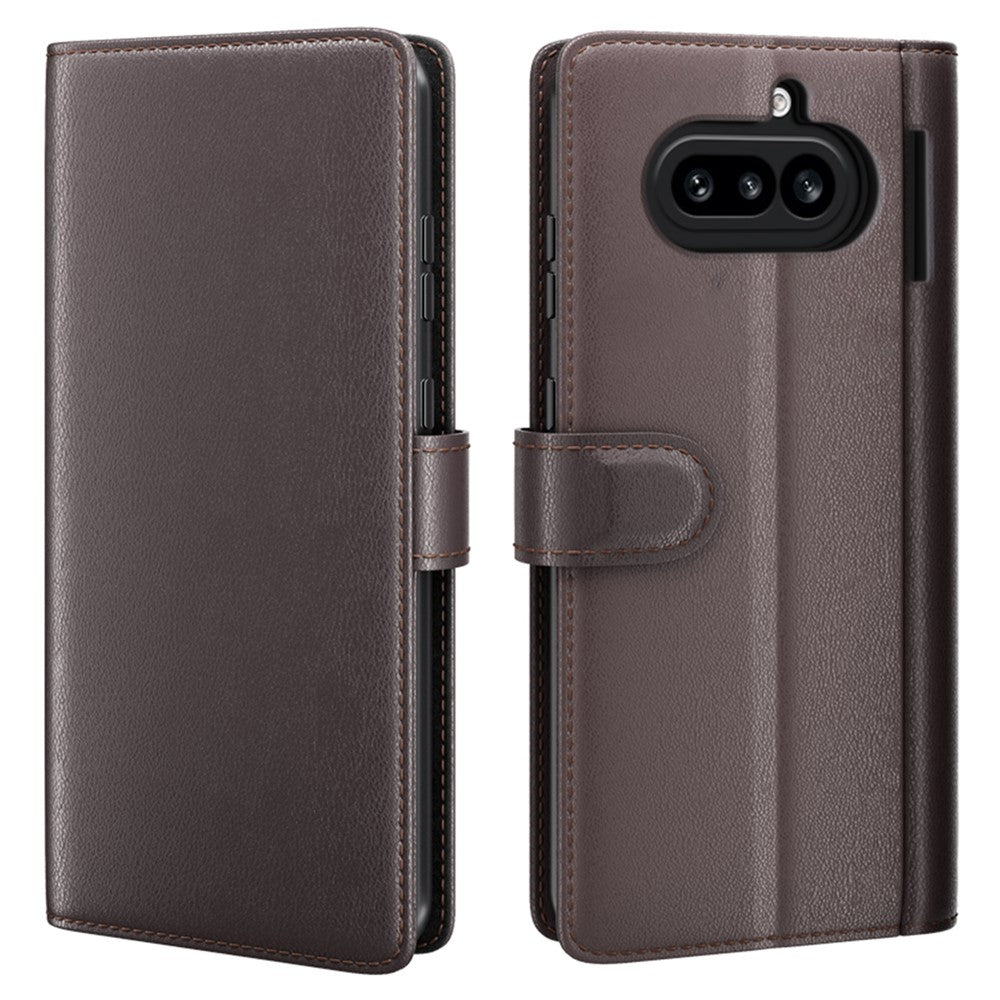 Nothing Phone (4a) Wallet-Handyhülle – Aus echtem Spaltleder, mit integriertem Ständer