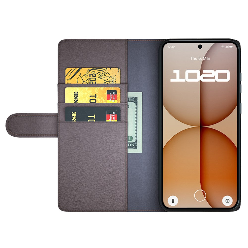 Nothing Phone (4a) Wallet-Handyhülle – Aus echtem Spaltleder, mit integriertem Ständer