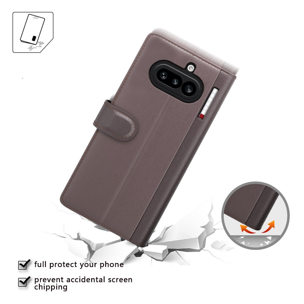 Nothing Phone (4a) Wallet-Handyhülle – Aus echtem Spaltleder, mit integriertem Ständer