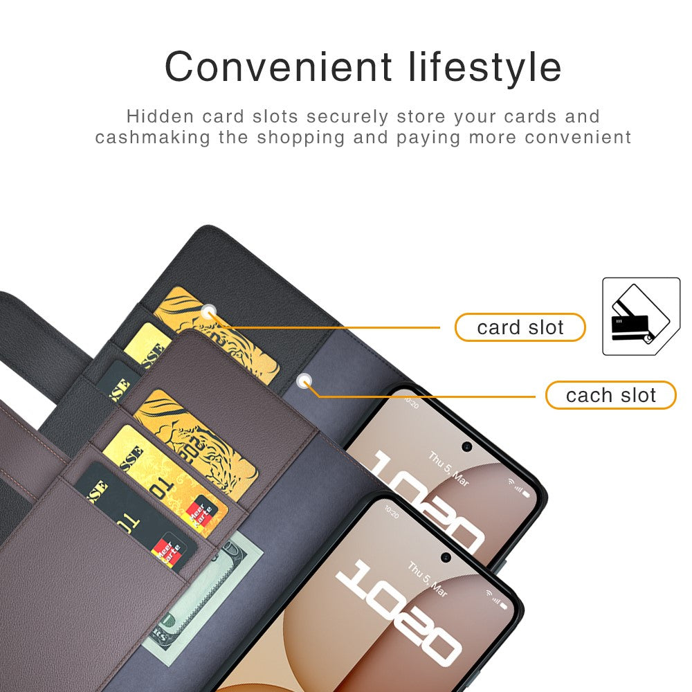 Nothing Phone (4a) Wallet-Handyhülle – Aus echtem Spaltleder, mit integriertem Ständer