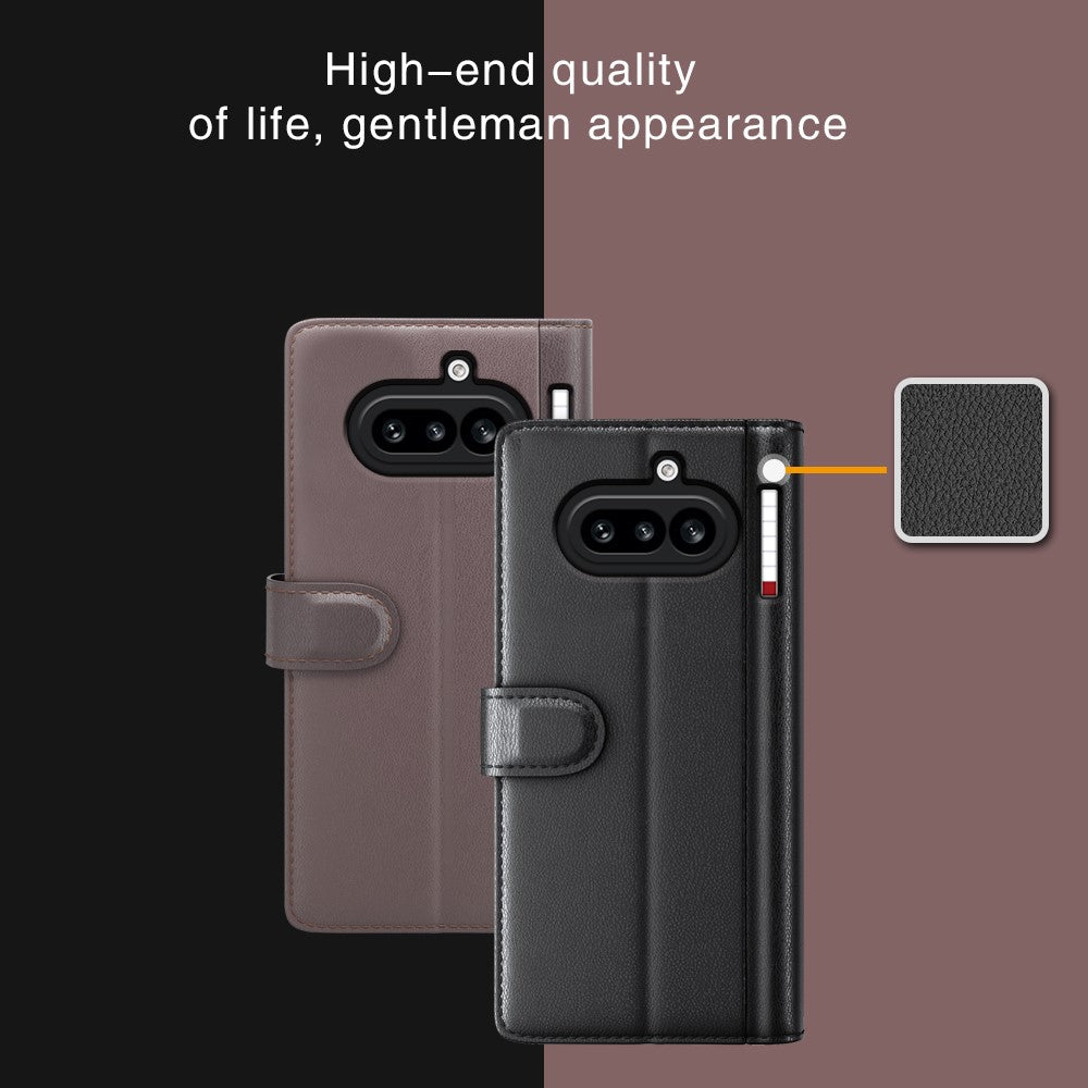 Nothing Phone (4a) Wallet-Handyhülle – Aus echtem Spaltleder, mit integriertem Ständer
