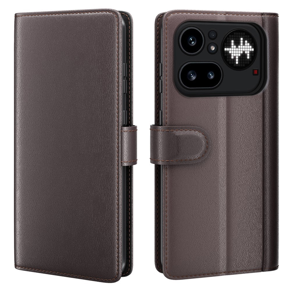 Nothing Phone (4a) Pro Wallet-Handyhülle – Aus echtem Spaltleder, mit integriertem Ständer