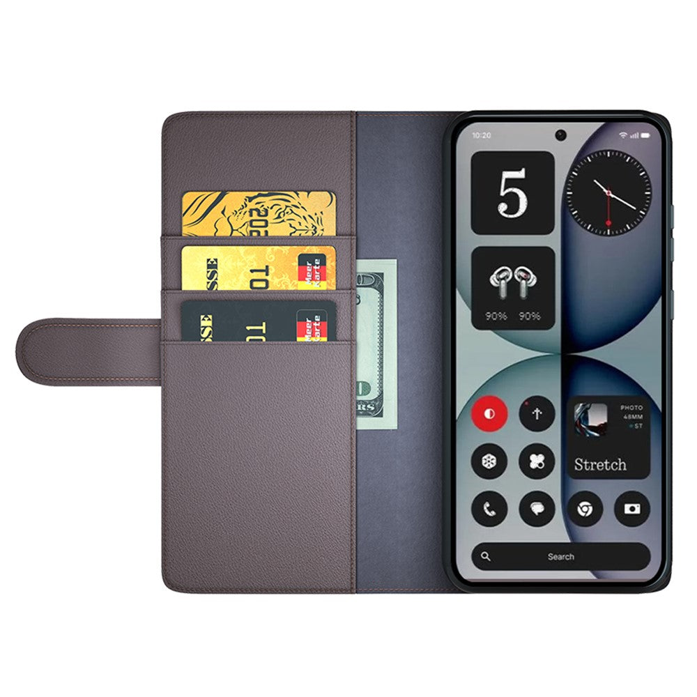 Nothing Phone (4a) Pro Wallet-Handyhülle – Aus echtem Spaltleder, mit integriertem Ständer