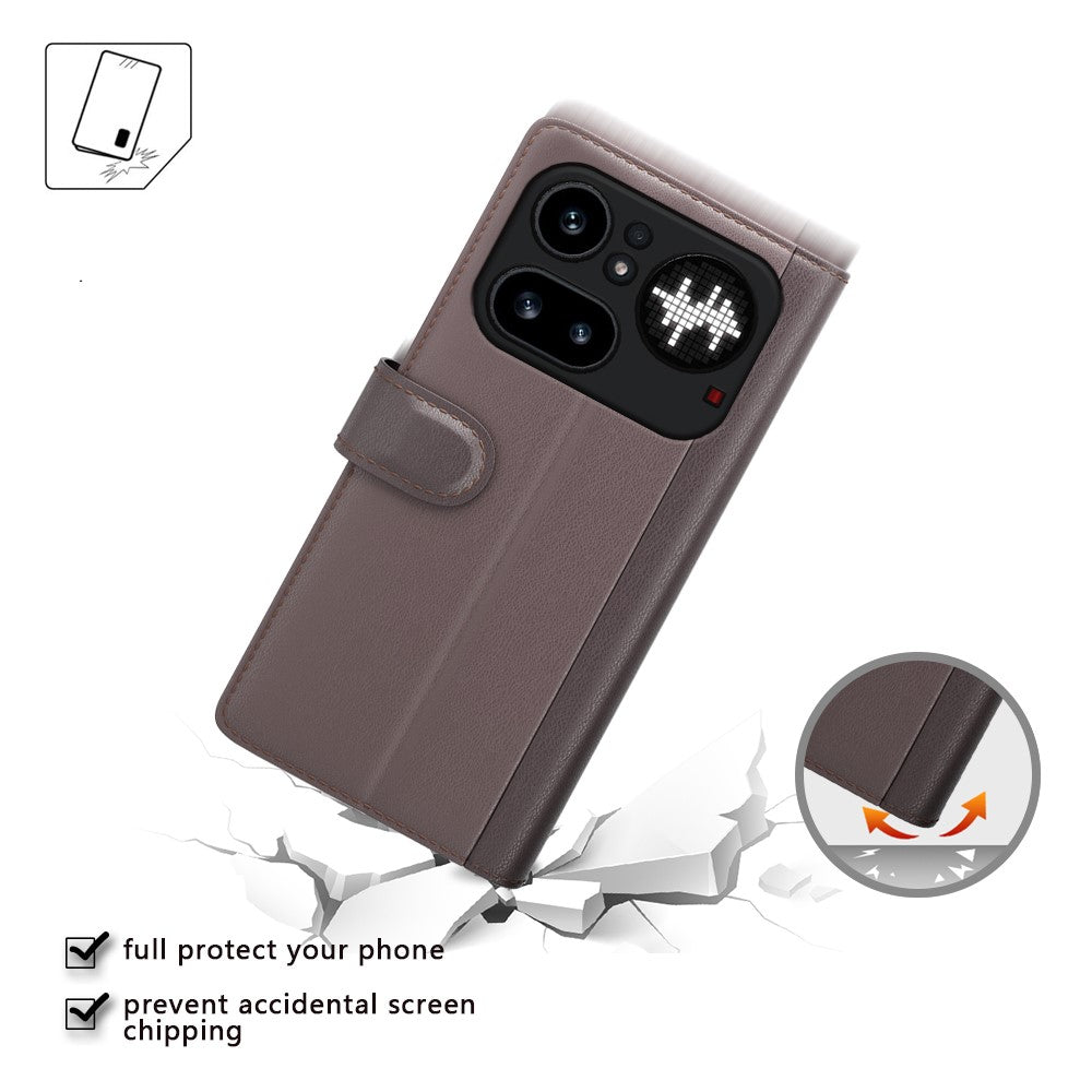 Nothing Phone (4a) Pro Wallet-Handyhülle – Aus echtem Spaltleder, mit integriertem Ständer