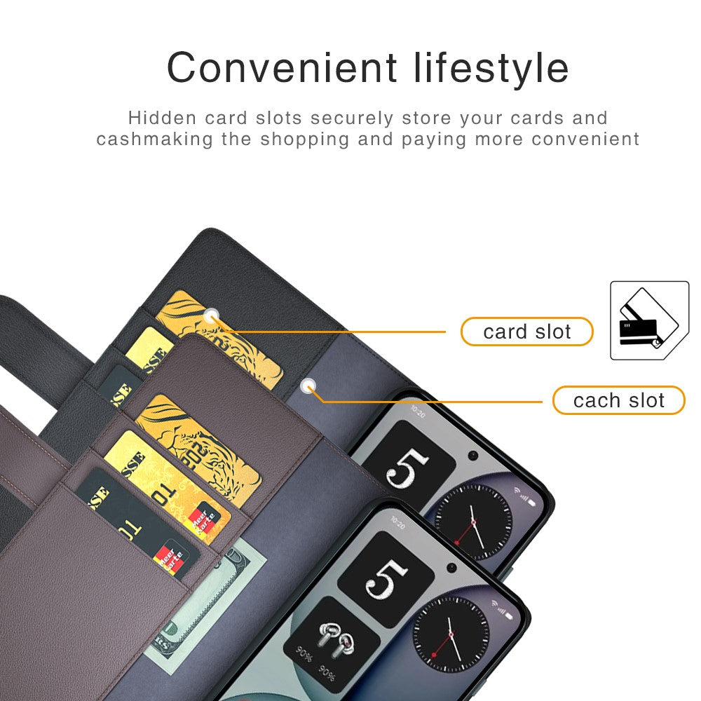 Nothing Phone (4a) Pro Wallet-Handyhülle – Aus echtem Spaltleder, mit integriertem Ständer