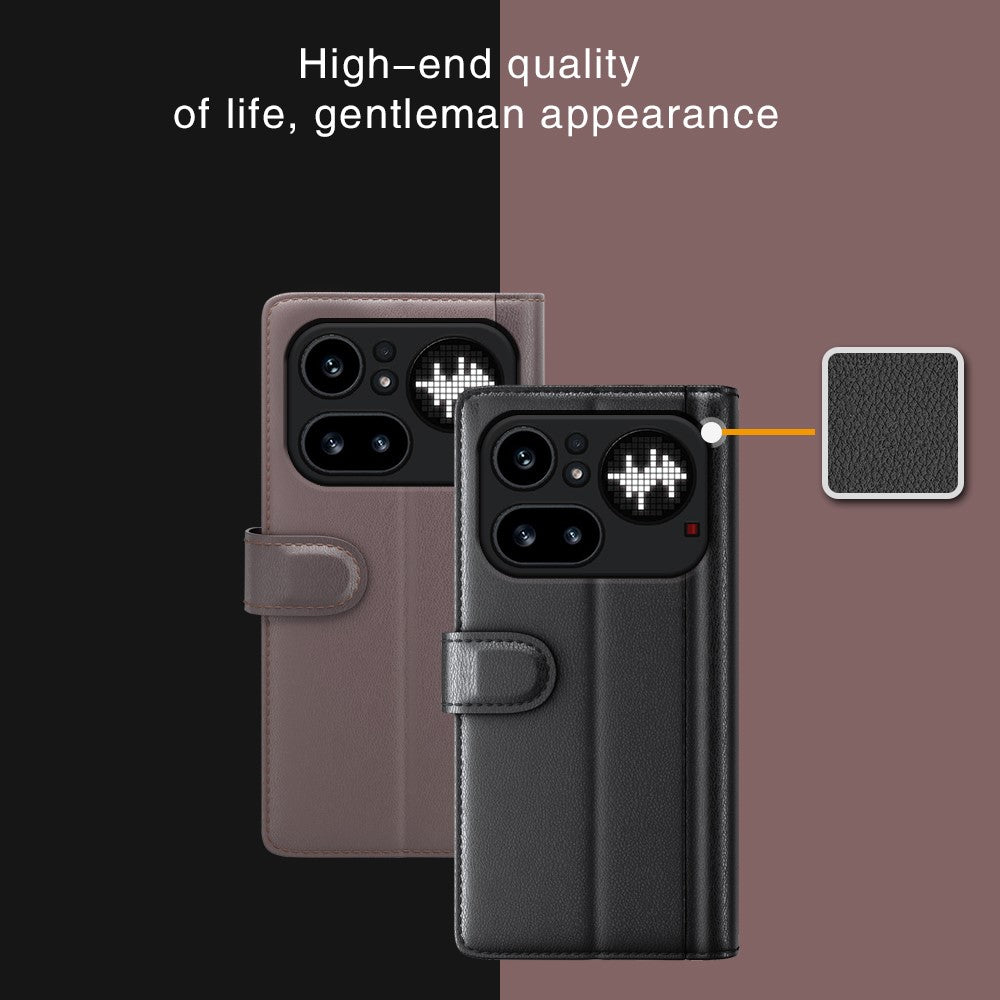 Nothing Phone (4a) Pro Wallet-Handyhülle – Aus echtem Spaltleder, mit integriertem Ständer