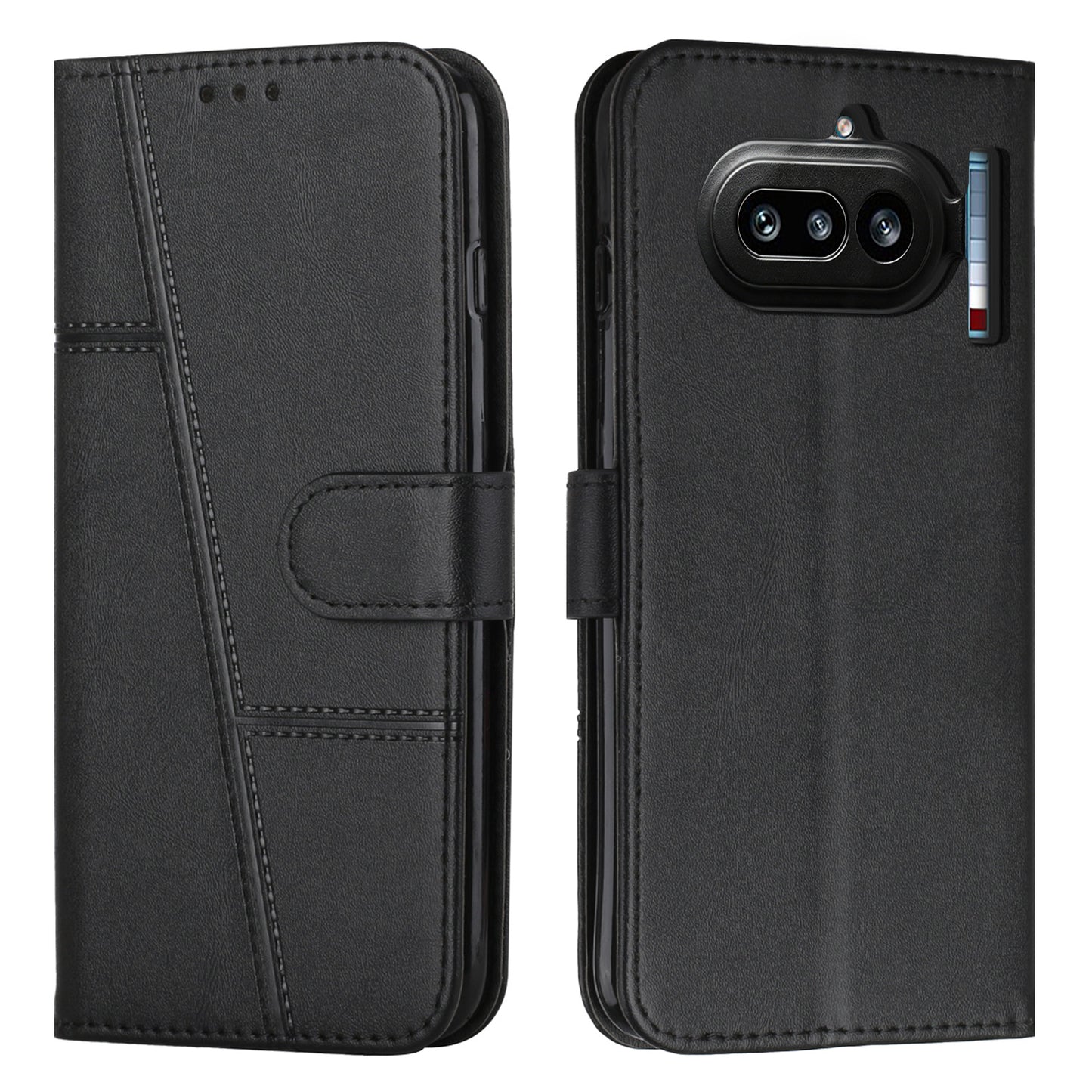 Nothing Phone (4a) Wallet-Handyhülle – Schutzhülle aus PU-Leder, mit Ziernähten, Magnetverschluss, Standfunktion & Handschlaufe