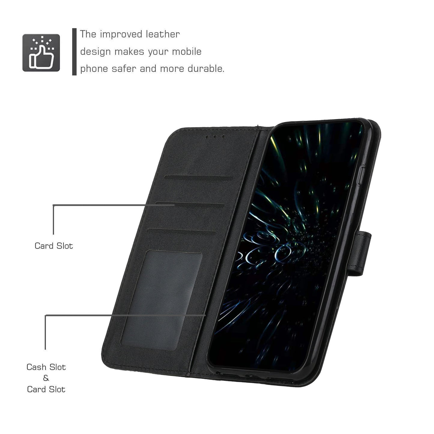 Nothing Phone (4a) Wallet-Handyhülle – Schutzhülle aus PU-Leder, mit Ziernähten, Magnetverschluss, Standfunktion & Handschlaufe