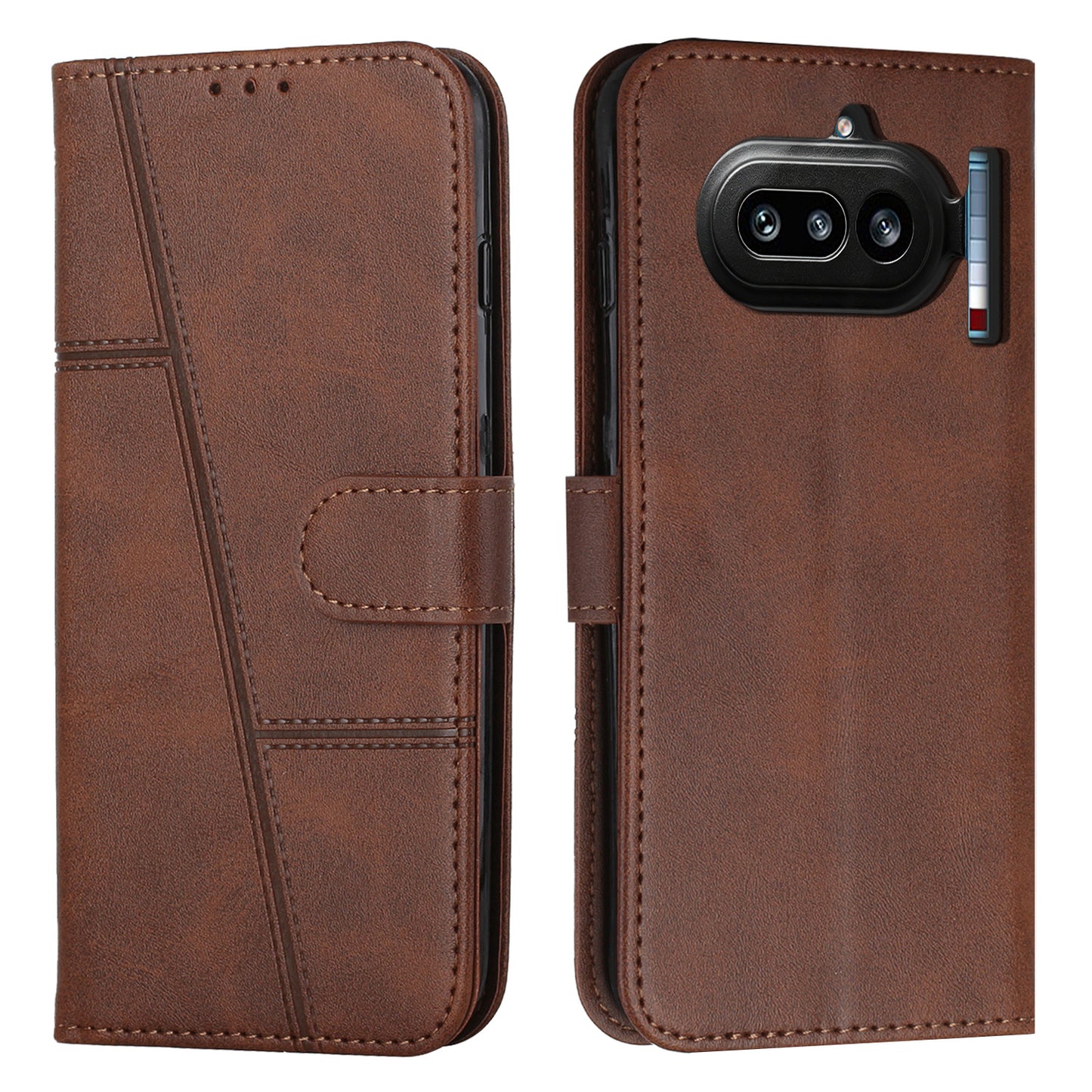 Nothing Phone (4a) Wallet-Handyhülle – Schutzhülle aus PU-Leder, mit Ziernähten, Magnetverschluss, Standfunktion & Handschlaufe