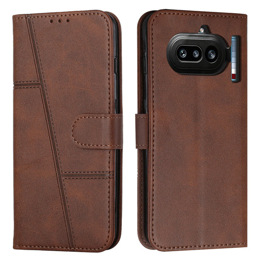 Nothing Phone (4a) Wallet-Handyhülle – Schutzhülle aus PU-Leder, mit Ziernähten, Magnetverschluss, Standfunktion & Handschlaufe