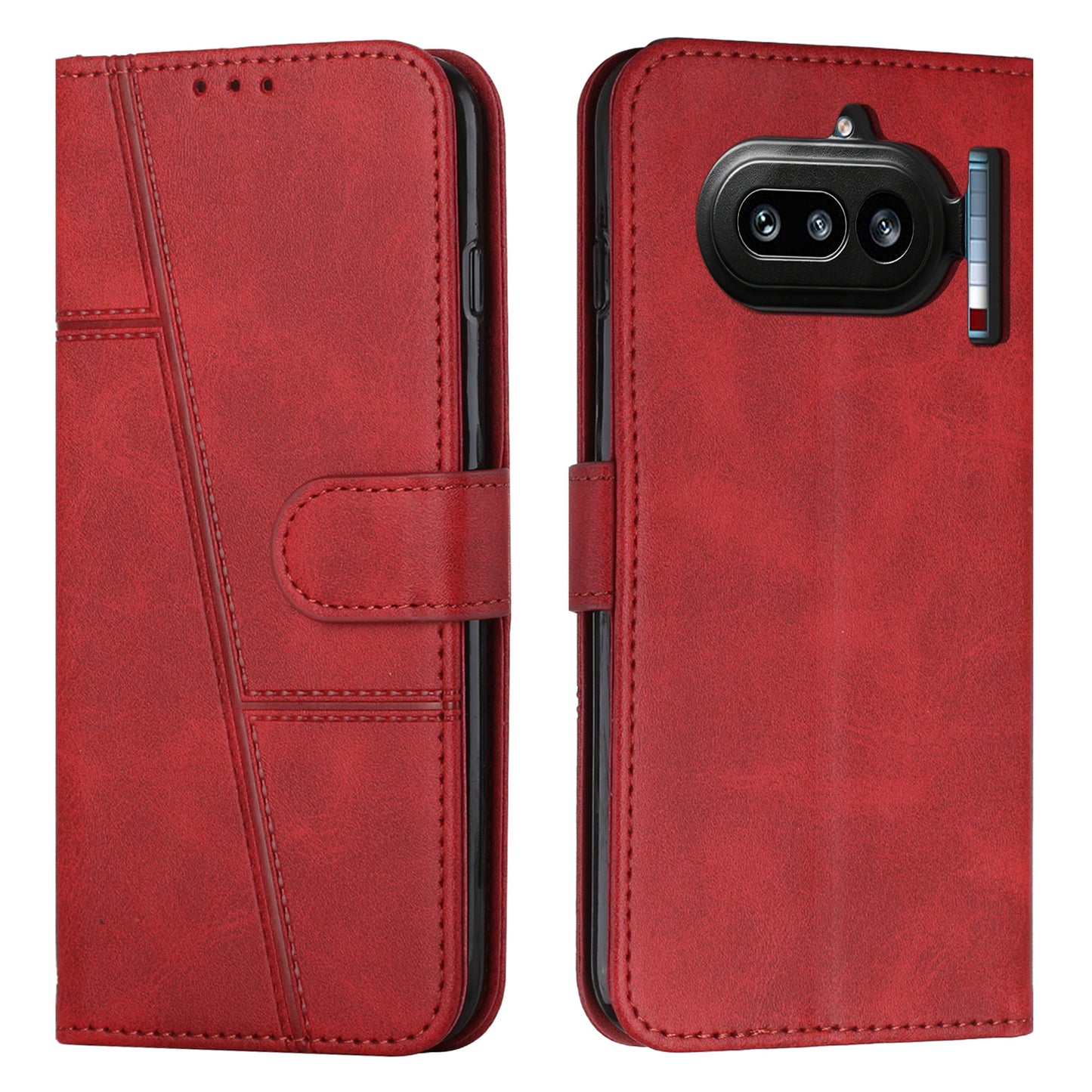 Nothing Phone (4a) Wallet-Handyhülle – Schutzhülle aus PU-Leder, mit Ziernähten, Magnetverschluss, Standfunktion & Handschlaufe