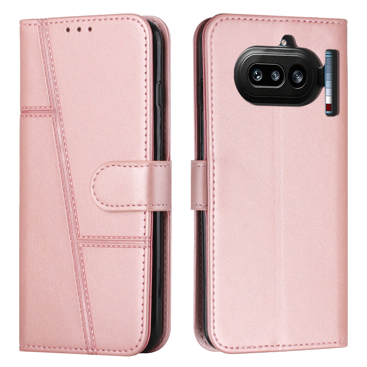 Nothing Phone (4a) Wallet-Handyhülle – Schutzhülle aus PU-Leder, mit Ziernähten, Magnetverschluss, Standfunktion & Handschlaufe