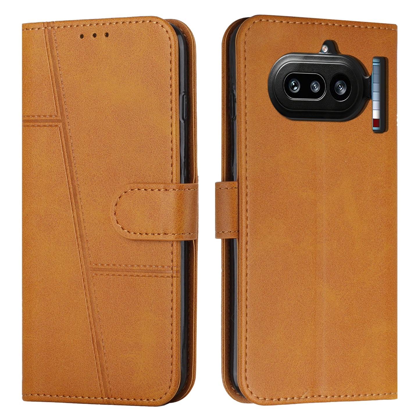Nothing Phone (4a) Wallet-Handyhülle – Schutzhülle aus PU-Leder, mit Ziernähten, Magnetverschluss, Standfunktion & Handschlaufe