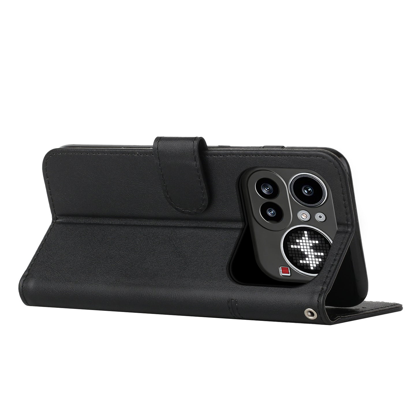 Nothing Phone (4a) Pro Wallet-Handyhülle – Schutzhülle aus PU-Leder, mit Ziernähten, Magnetverschluss, Standfunktion & Handschlaufe