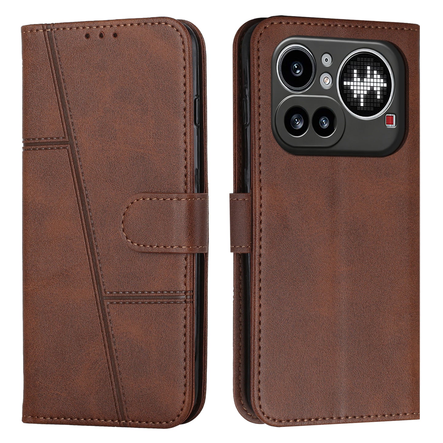 Nothing Phone (4a) Pro Wallet-Handyhülle – Schutzhülle aus PU-Leder, mit Ziernähten, Magnetverschluss, Standfunktion & Handschlaufe