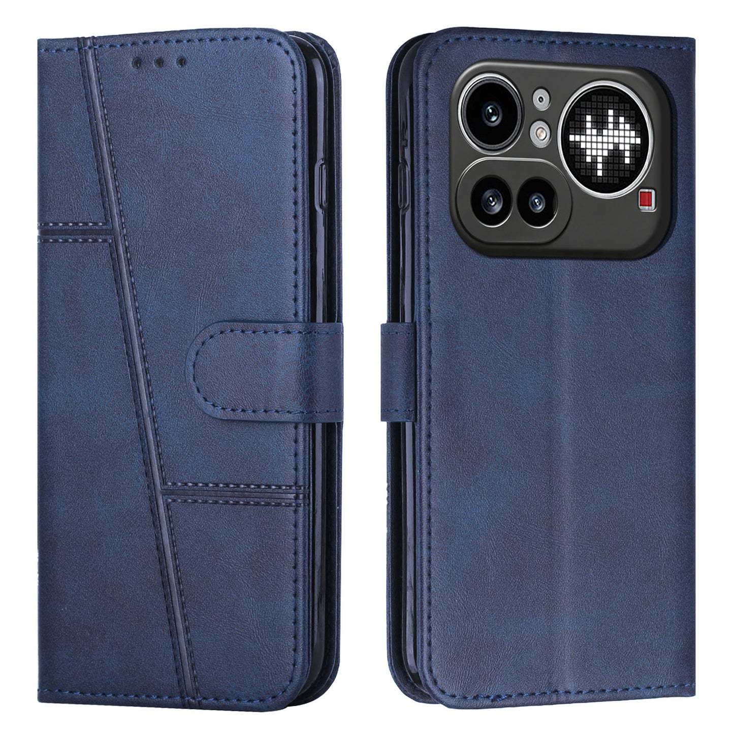 Nothing Phone (4a) Pro Wallet-Handyhülle – Schutzhülle aus PU-Leder, mit Ziernähten, Magnetverschluss, Standfunktion & Handschlaufe