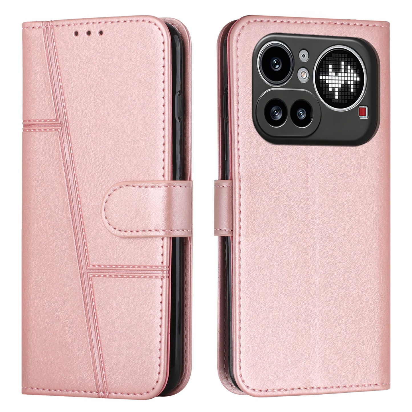Nothing Phone (4a) Pro Wallet-Handyhülle – Schutzhülle aus PU-Leder, mit Ziernähten, Magnetverschluss, Standfunktion & Handschlaufe
