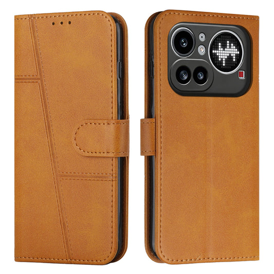 Nothing Phone (4a) Pro Wallet-Handyhülle – Schutzhülle aus PU-Leder, mit Ziernähten, Magnetverschluss, Standfunktion & Handschlaufe