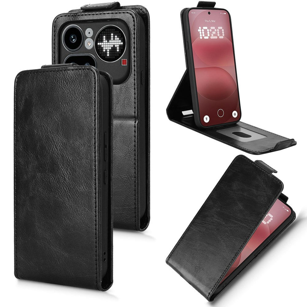 For Nothing Phone (4a) Pro Stand Case Magnetic Clasp Vertical Flip Leather Phone Cover with Card Holder