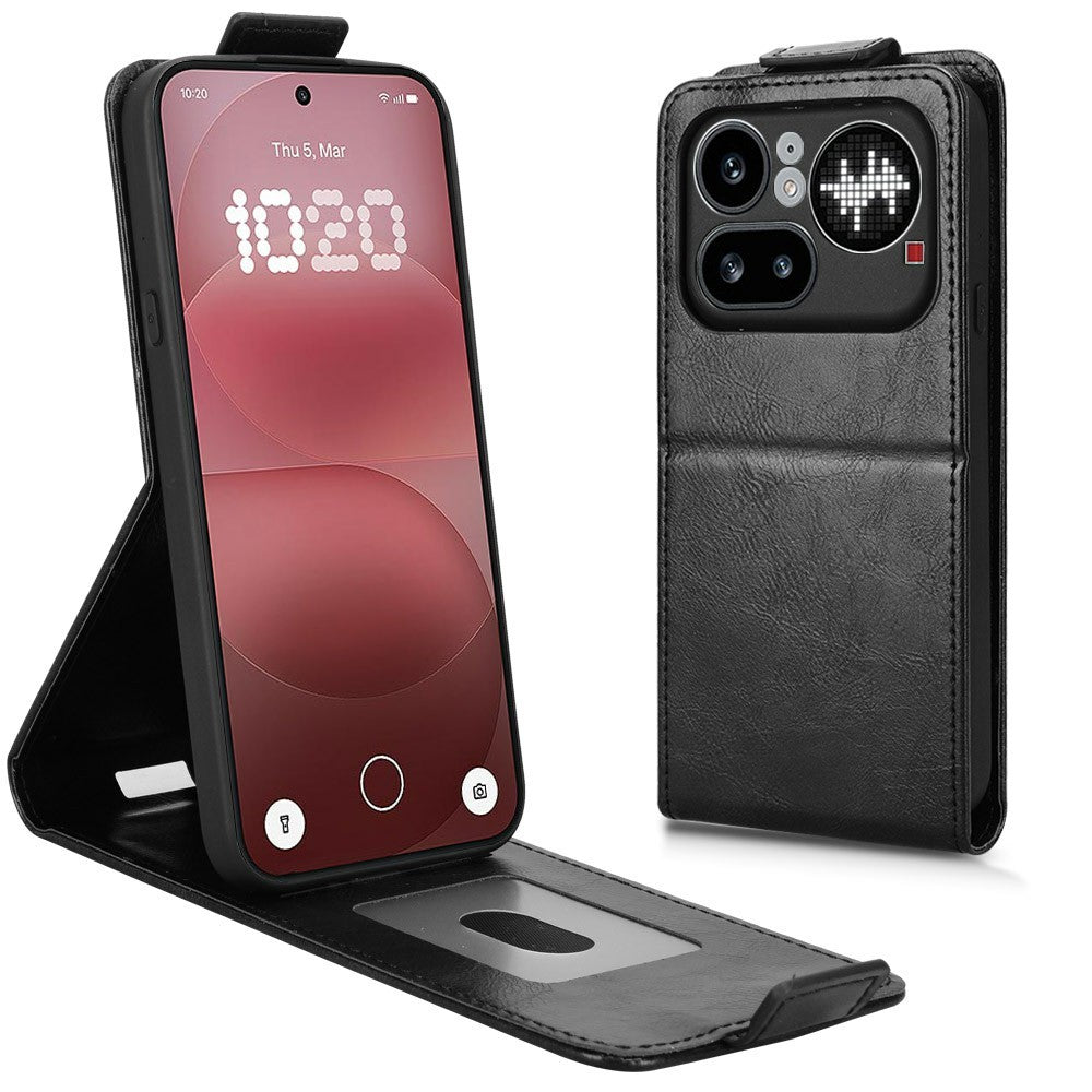 For Nothing Phone (4a) Pro Stand Case Magnetic Clasp Vertical Flip Leather Phone Cover with Card Holder