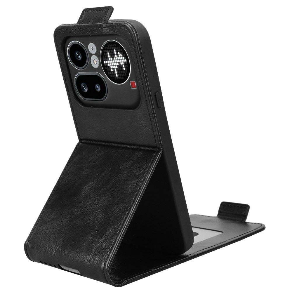 For Nothing Phone (4a) Pro Stand Case Magnetic Clasp Vertical Flip Leather Phone Cover with Card Holder