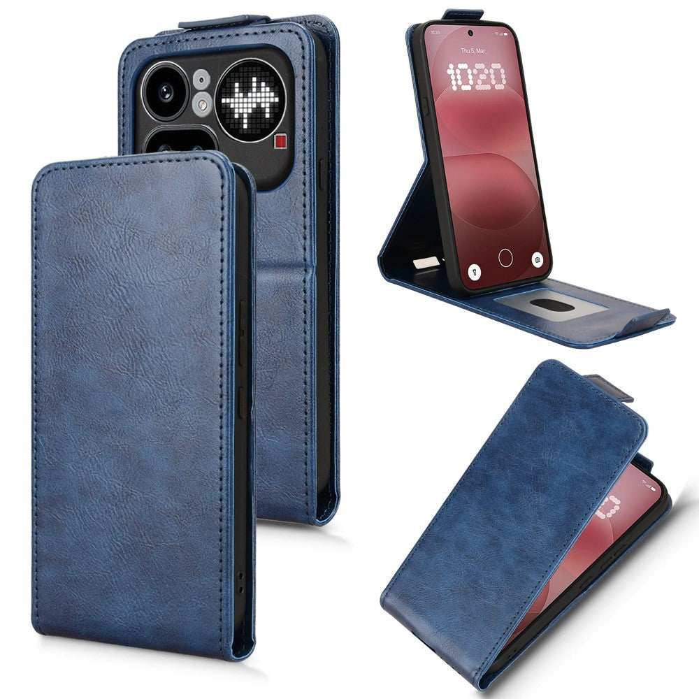 For Nothing Phone (4a) Pro Stand Case Magnetic Clasp Vertical Flip Leather Phone Cover with Card Holder