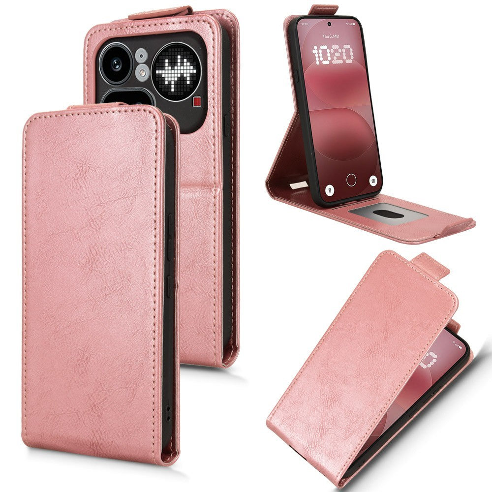 For Nothing Phone (4a) Pro Stand Case Magnetic Clasp Vertical Flip Leather Phone Cover with Card Holder