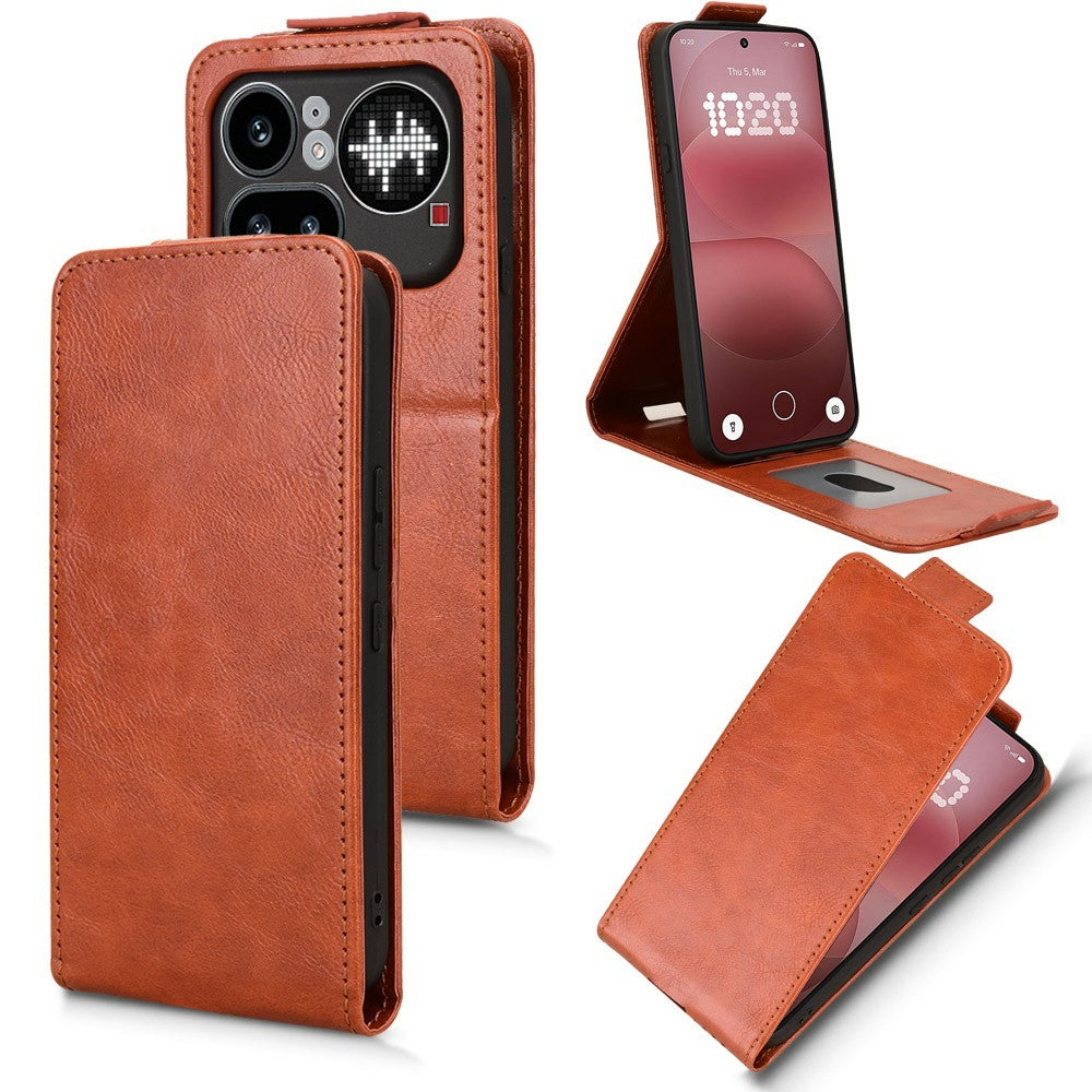 For Nothing Phone (4a) Pro Stand Case Magnetic Clasp Vertical Flip Leather Phone Cover with Card Holder