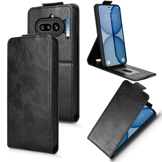 For Nothing Phone (4a) Stand Case Magnetic Clasp Vertical Flip Leather Phone Cover with Card Holder