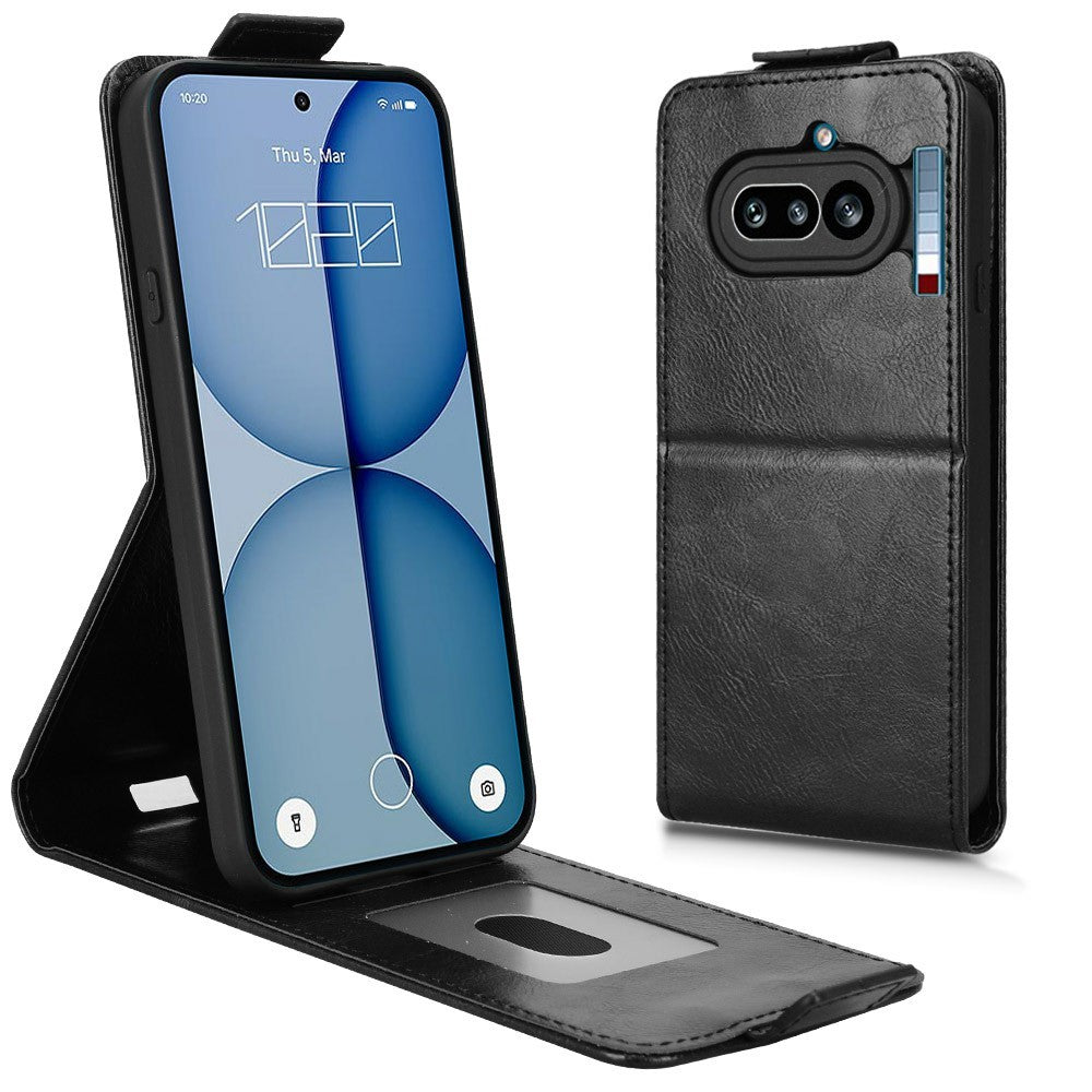 For Nothing Phone (4a) Stand Case Magnetic Clasp Vertical Flip Leather Phone Cover with Card Holder