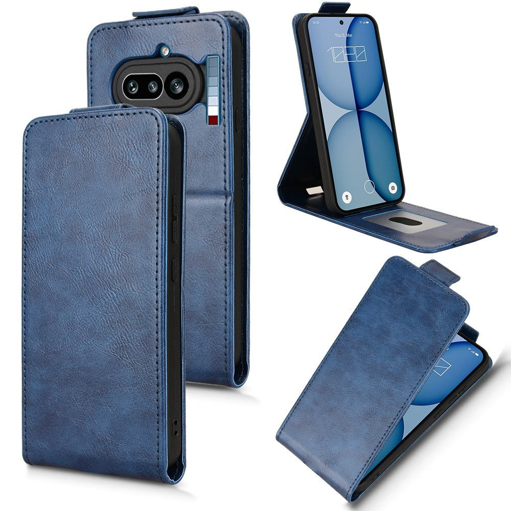 For Nothing Phone (4a) Stand Case Magnetic Clasp Vertical Flip Leather Phone Cover with Card Holder