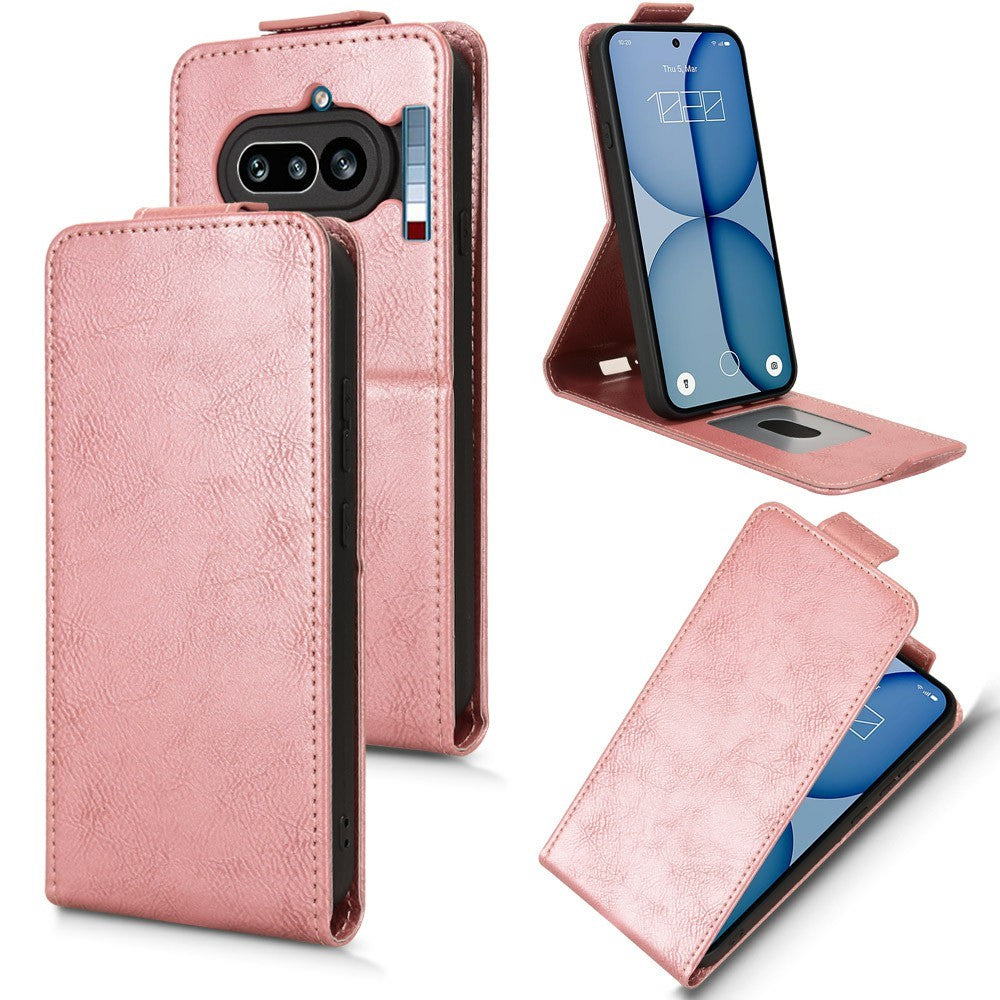 For Nothing Phone (4a) Stand Case Magnetic Clasp Vertical Flip Leather Phone Cover with Card Holder