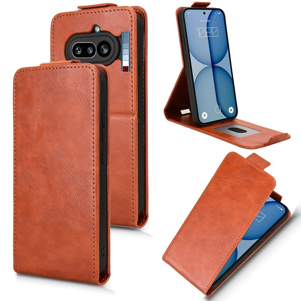 For Nothing Phone (4a) Stand Case Magnetic Clasp Vertical Flip Leather Phone Cover with Card Holder