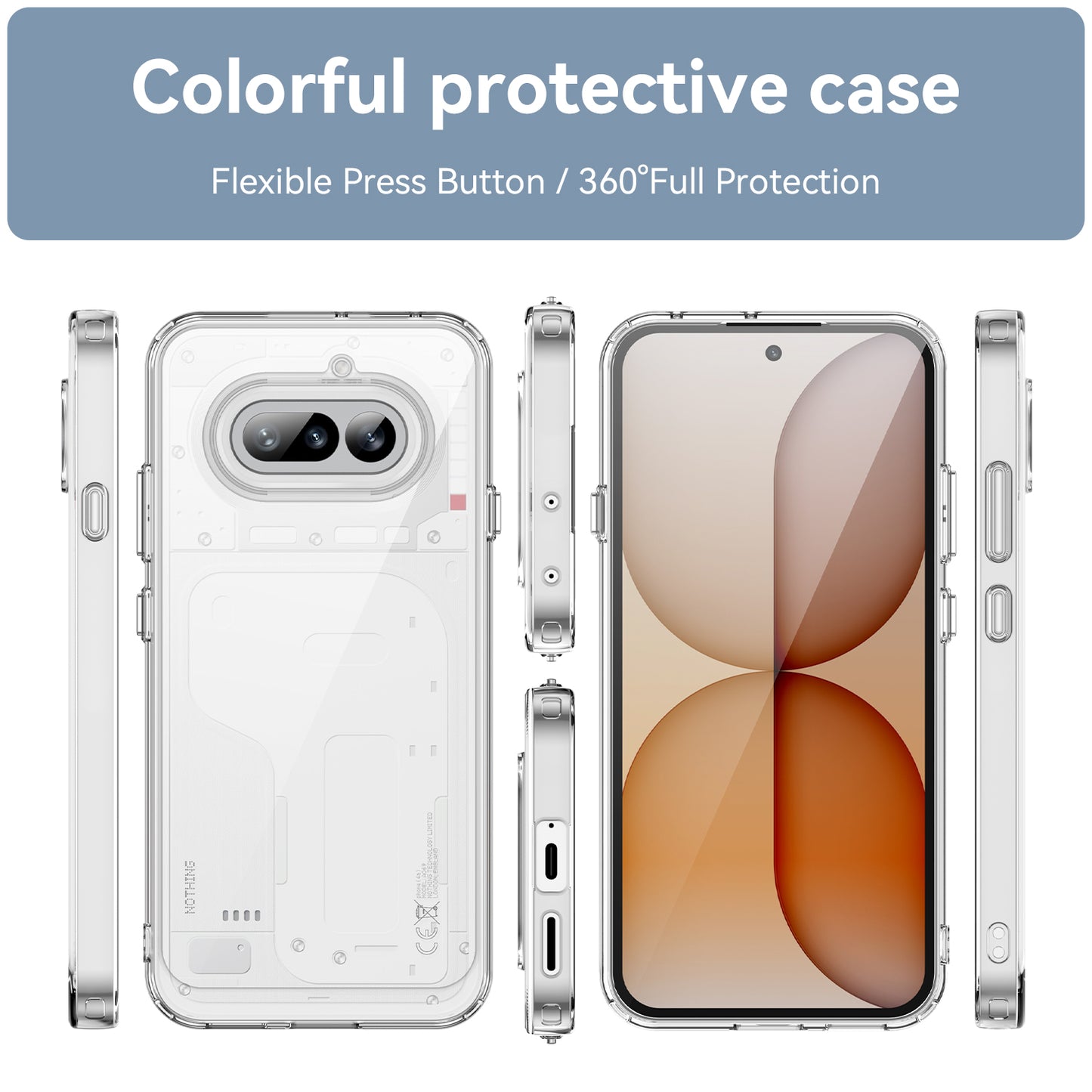Nothing Phone (4a) Handyhülle – TPU-Acryl-Abdeckung mit gehärtetem Glas (große Linsenöffnung)