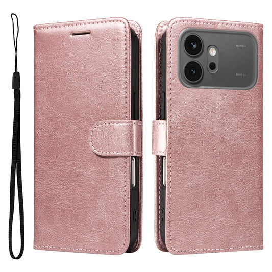 Honor 600 5G / Honor 600 Pro 5G Handyhülle – Leder-Geldbörsen- mit Riemen, einfarbige Handy-Ständer-Abdeckung