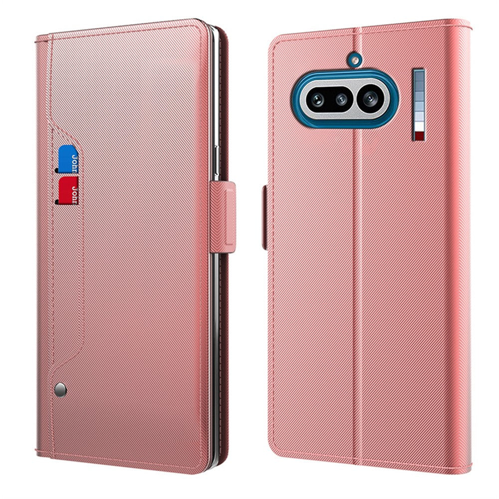 Nothing Phone (4a) Wallet-Handyhülle – Aus PU-Leder mit Ständer, Kartenhalter & Spiegel